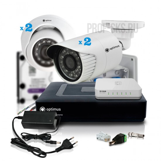 Комплект на базе видеорегистратора AHDR-2004NE и камер AHD-M021.0(3.6)E, IP-E011.3(3.6)